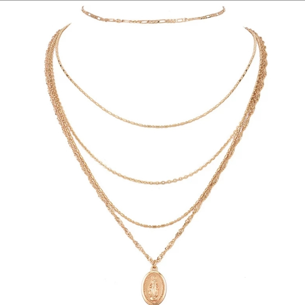 *Morgan* Layered Medallion Necklace - Picture 5 of 6